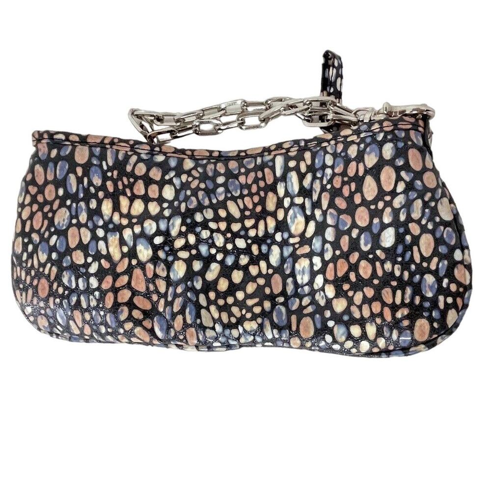 Sondra Roberts Snake Print Clutch with Silver Chain Handle